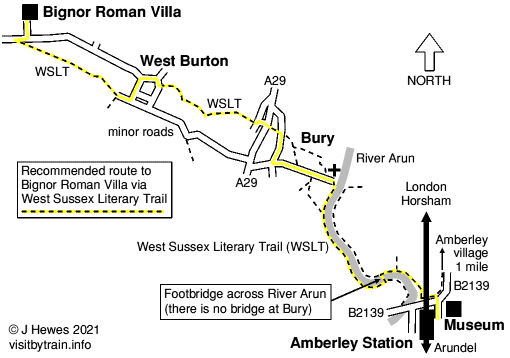 Amberley to Bignor Roman Villa map
