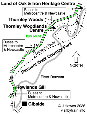 Derwent Walk Country Park and Gibside map